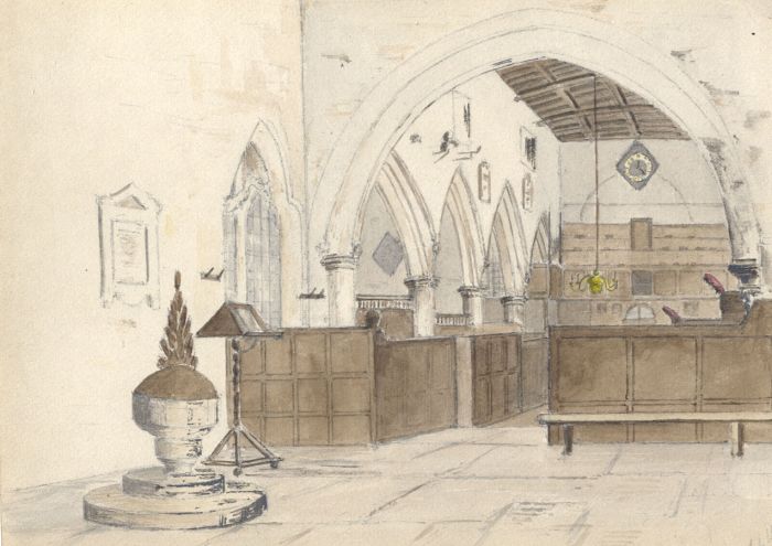 Attributed John Samuel Bowles - Mid 19th Century Watercolour, Church Interior