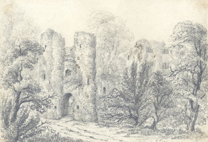 Attributed John Samuel Bowles - c.1847 Graphite Drawing, Berry Pomeroy Castle