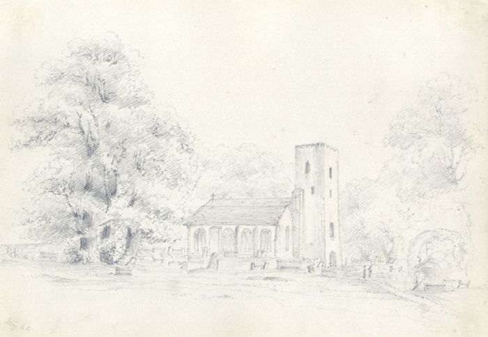 Attributed John Samuel Bowles - 1847 Graphite Drawing, Tor Church