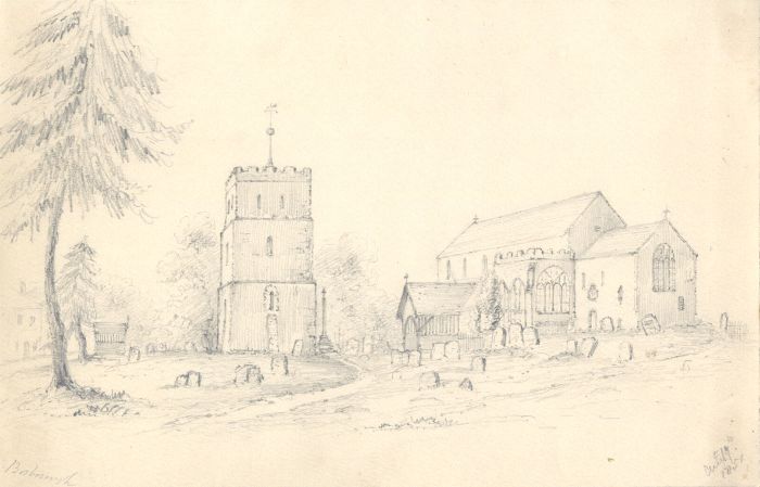Attributed John Samuel Bowles - 1850 Graphite Drawing, Mosborough Church