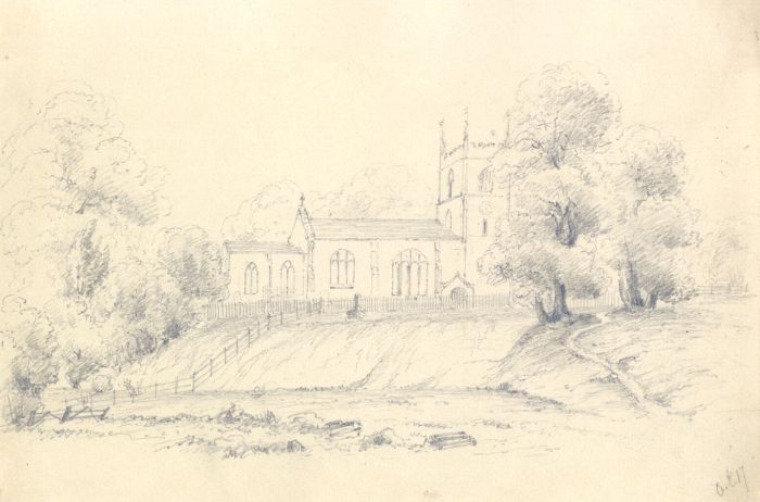 Attributed John Samuel Bowles - 1856 Graphite Drawing, Ormesby Church