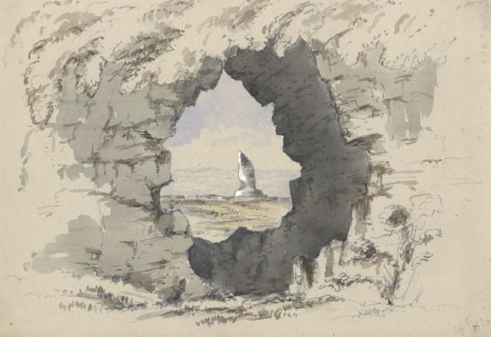 Attrib John Samuel Bowles- 1857 Watercolour, Hole in the Wall of Pevensey Castle