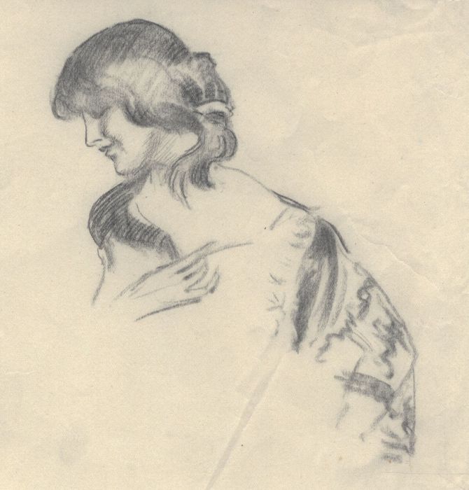 Henry P. Stevens - Early 20th Century Charcoal Drawing, Portrait of a Lady