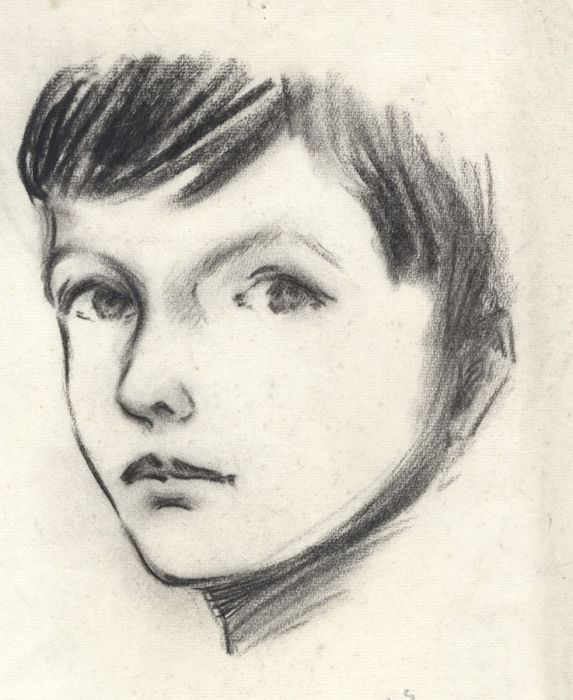 Henry P. Stevens - Early 20th Century Charcoal Drawing, Portrait of a Boy