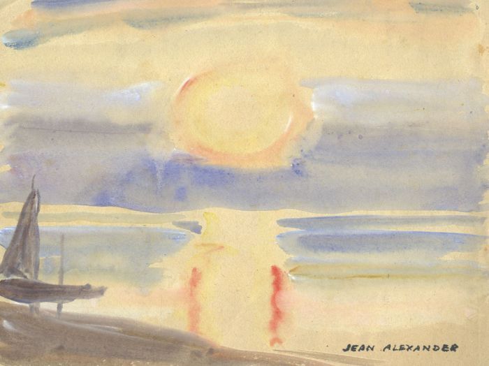 Jean Dryden Alexander (1911-1994) - Watercolour, Sailing Boat in a Sunset