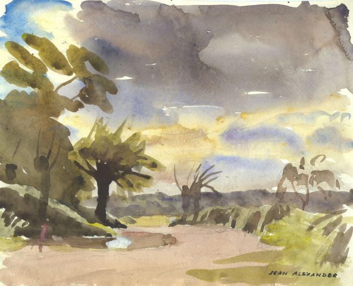 Jean Dryden Alexander (1911-1994) - Watercolour, Autumnal Landscape