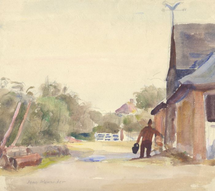 Jean Dryden Alexander (1911-1994) - Watercolour, Blythe's Farmyard, Frinton