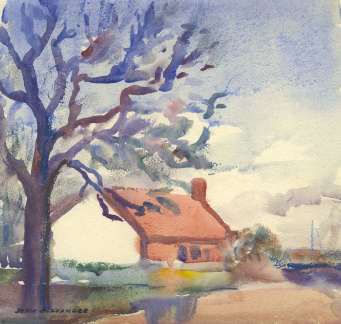 Jean Dryden Alexander (1911-1994) - Watercolour, Farm House in a Landscape