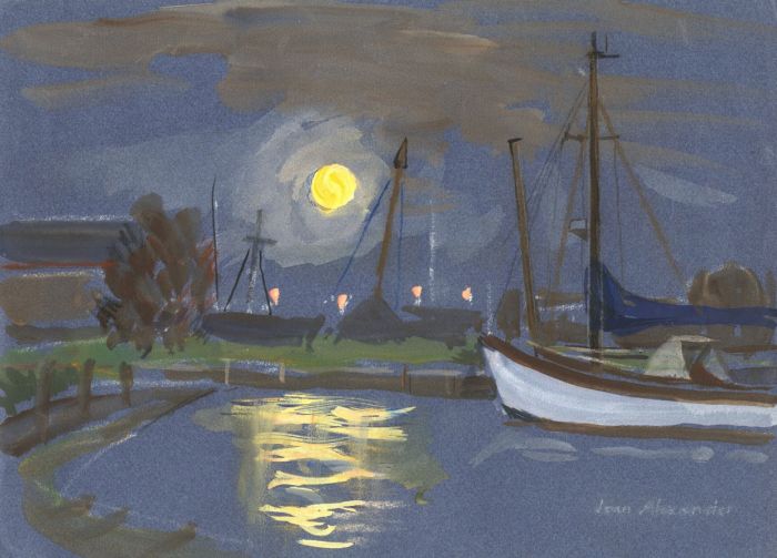 Jean Dryden Alexander (1911-1994) - 1987 Gouache, The Harvest Moon