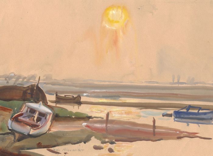 Jean Dryden Alexander (1911-1994) - 1987 Gouache, Sunset at Walton