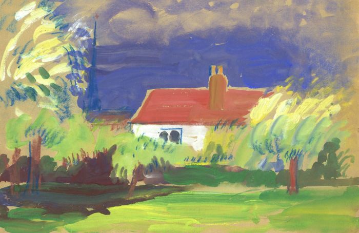Jean Dryden Alexander (1911-1994) - Gouache, View of a Garden and Cottage