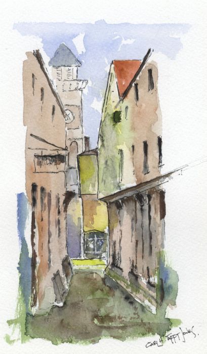 Carl H. Tafft Jones - Signed Contemporary Watercolour, Street Scene