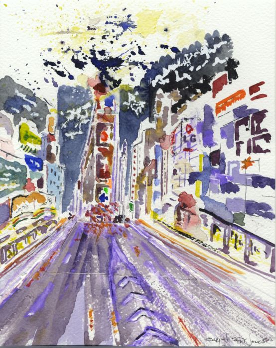 Carl H. Tafft Jones - Signed Contemporary Watercolour, City Street Scene