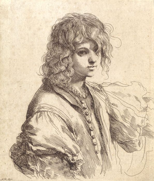 J.F.B. - 18th Century Etching, Portrait of a Boy