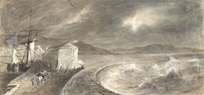 English School 1842 Watercolour - View on the Cobb