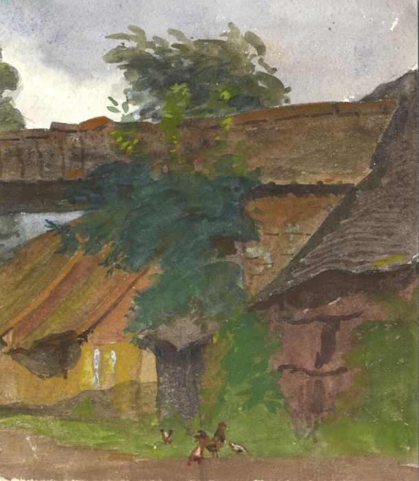 Arthur Ellis (1856-1918) - Late 19th Century Watercolour, Chickens in the Yard