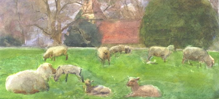 Arthur Ellis (1856-1918) - Late 19th Century Watercolour, Spring Lambs
