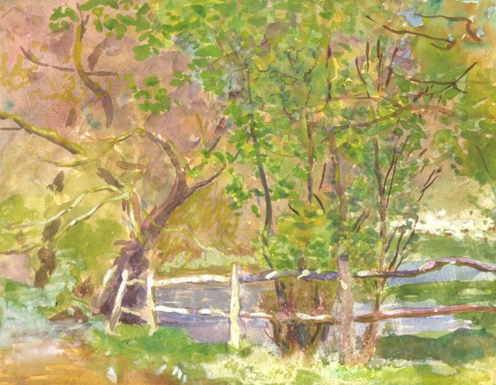 Arthur Ellis (1856-1918) - Late 19th Century Watercolour, River Bank View