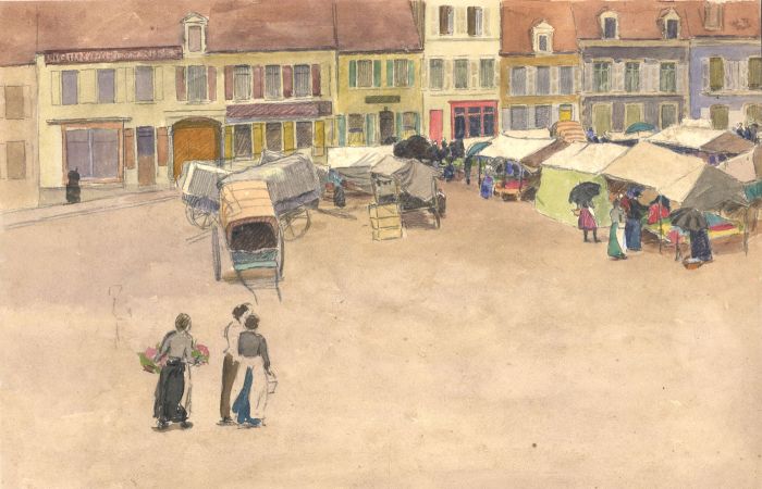 Arthur Ellis (1856-1918) - Late 19th Century Watercolour, Market View