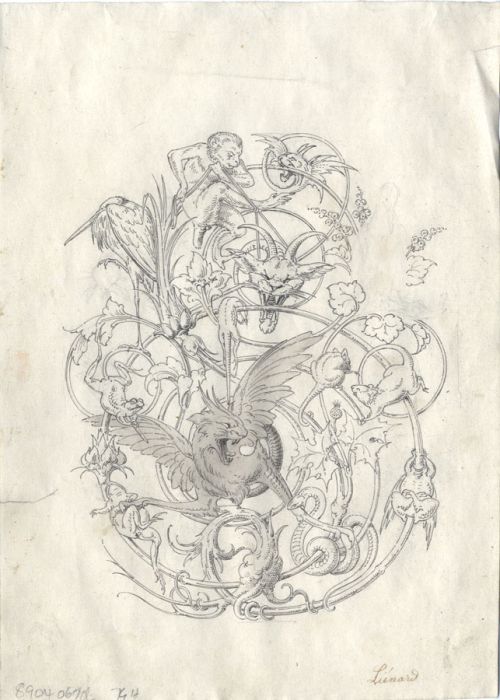 Liénard - Late 19th Century Pen and Ink Drawing, Dragon's Den