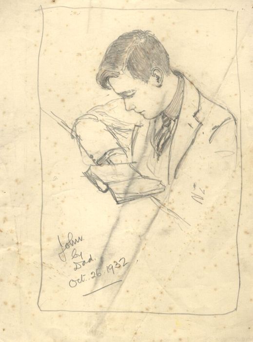 George William Collins (1863-1949) - Three c. 1932 Graphite Drawings, Portraits