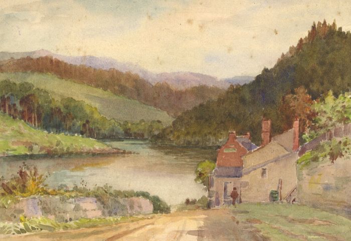 George William Collins (1863-1949) - Watercolour, View on the River Wye