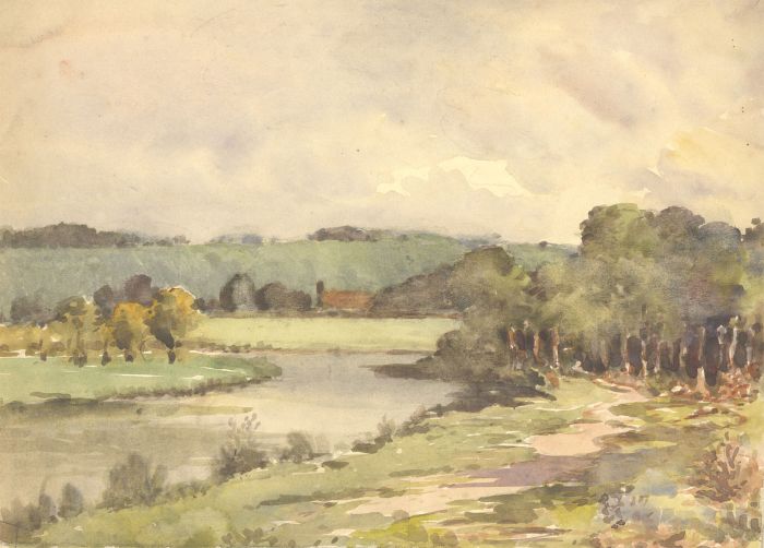 George William Collins (1863-1949) - Watercolour, English River Landscape
