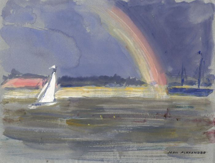 Jean Dryden Alexander (1911-1994) - 1969 Watercolour, Rainbow over Felixstowe