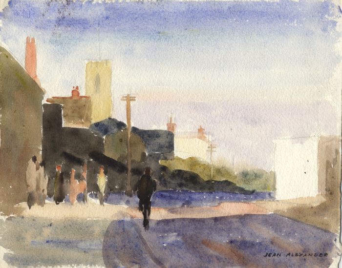 Jean Dryden Alexander (1911-1994) - Signed Watercolour, Figures on the Street