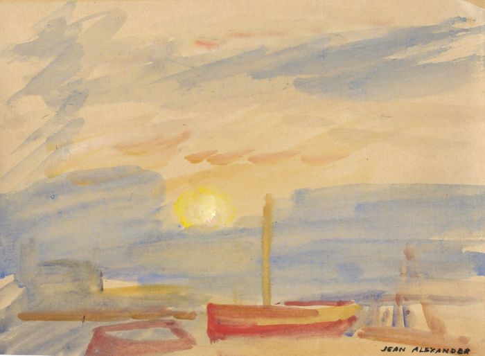 Jean Dryden Alexander (1911-1994) - Signed Watercolour, Sunset by the Sea