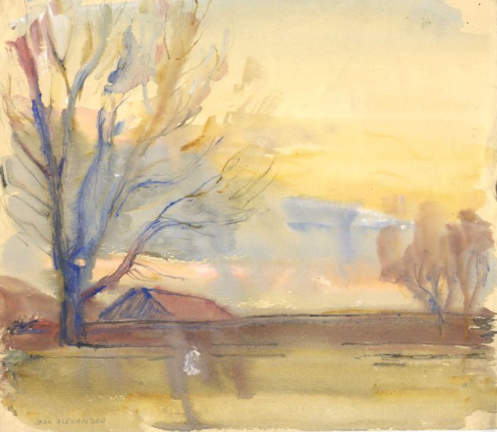Jean Dryden Alexander (1911-1994) - 1944 Watercolour, Evening in the Garden