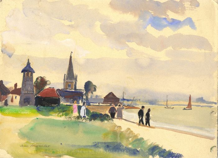 Jean Dryden Alexander (1911-1994) - 1962 Gouache, Harwich Church & Lighthouse