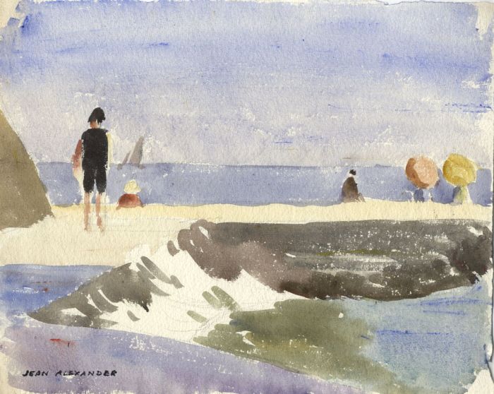 Jean Dryden Alexander (1911-1994) - Signed Watercolour, At the Beach