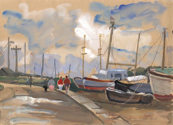 Jean Dryden Alexander (1911-1994) - 1989 Gouache, Walking to the Yacht Club