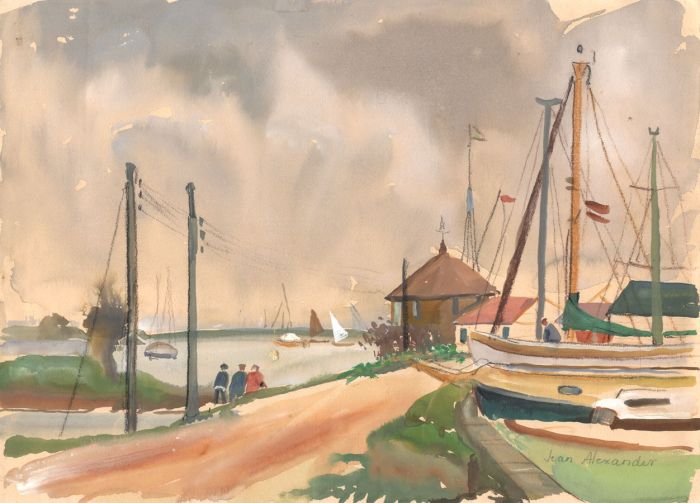 Jean Dryden Alexander (1911-1994) - 1991 Gouache, Way to the Windmill