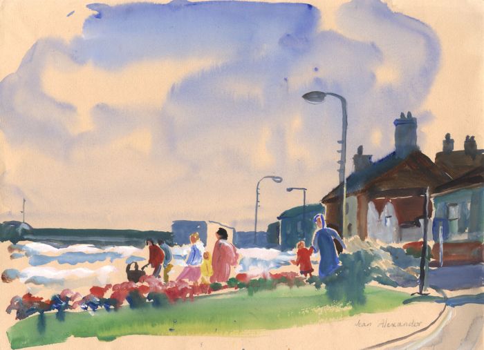 Jean Dryden Alexander (1911-1994) - 1988 Gouache, By the Marine Gardens, Walton