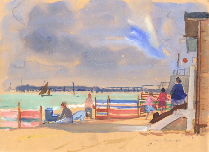 Jean Dryden Alexander (1911-1994) - 1986 Gouache, On the Shore, Walton