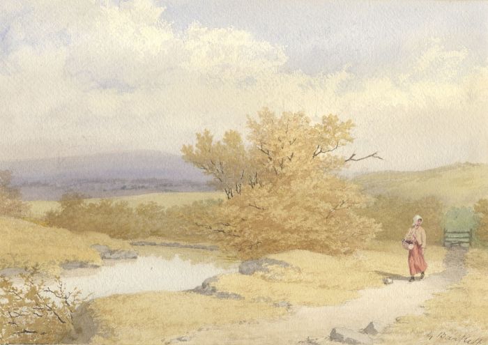 G. Bartlett - Signed Late 19th Century Watercolour, Figure on a Path by a Lake