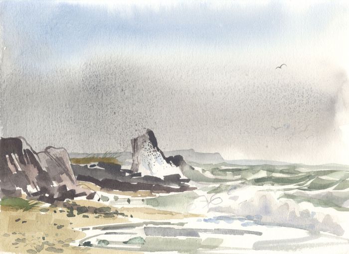 Robert T. Blayney (1929-2016) - Mid 20th Century Watercolour, Rocky Coast