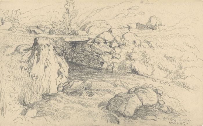 1871 Graphite Drawing - Wath Brig