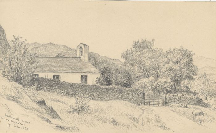 1870 Graphite Drawing - Seathwaite Chapel