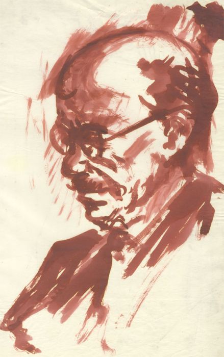 Peter Collins ARCA - c.1970s Watercolour, Portrait of Bespectacled Man
