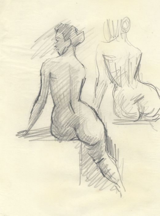 Peter Collins ARCA - c.1970s Graphite Drawing, Nude Study