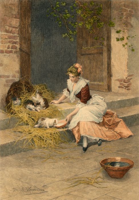 After Daniel Hernandez - Early 20th Century Etching, Mes Chats