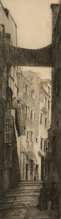 Christopher Michael Shiner ARIBA (1857-1944) - Etching, Continental Street Scene