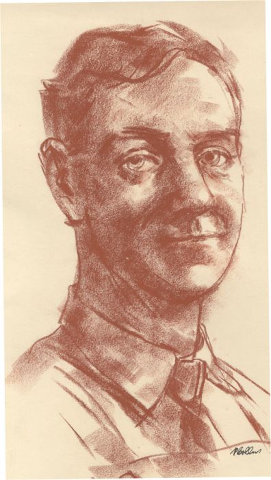Peter Collins ARCA - Signed c.1970s Sanguine, Portrait of L. Tyler
