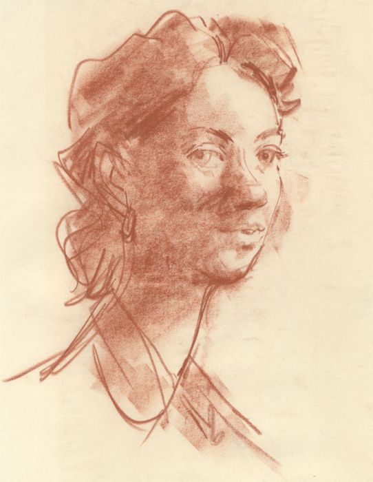 Peter Collins ARCA - c.1970s Sanguine, Head Study