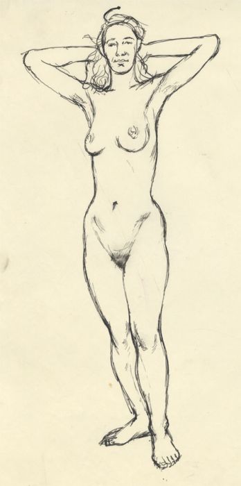 Peter Collins ARCA - c.1970s Pen and Ink Drawing, Full Length Study