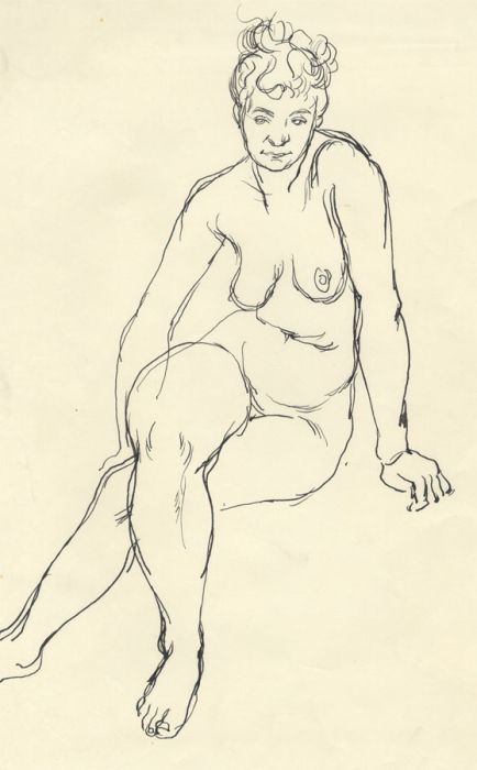 Peter Collins ARCA - c.1970s Pen and Ink Drawing, Nude Study