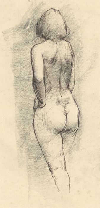Peter Collins ARCA - c.1970s Pen and Ink Drawing, Female Nude